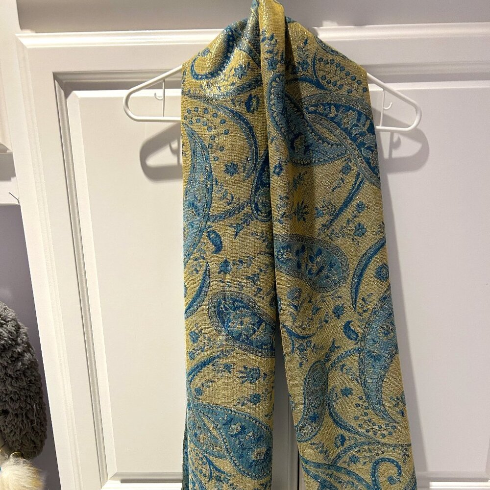 Pashmina Scarf Turquoise and Gold
